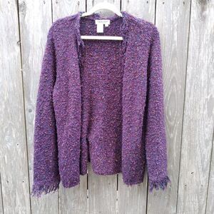 Coldwater Creek size L boucle knit jacket purple tweed
